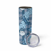 Blue Palaka Hawaii Cowboy Christmas Skinny Tumbler Paniolo Mix Maile Lei LT7 - Polynesian Pride