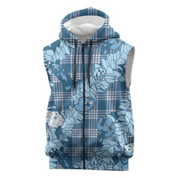 Blue Palaka Hawaii Cowboy Christmas Sleeveless Zip Hoodie Paniolo Mix Maile Lei LT7 Blue - Polynesian Pride