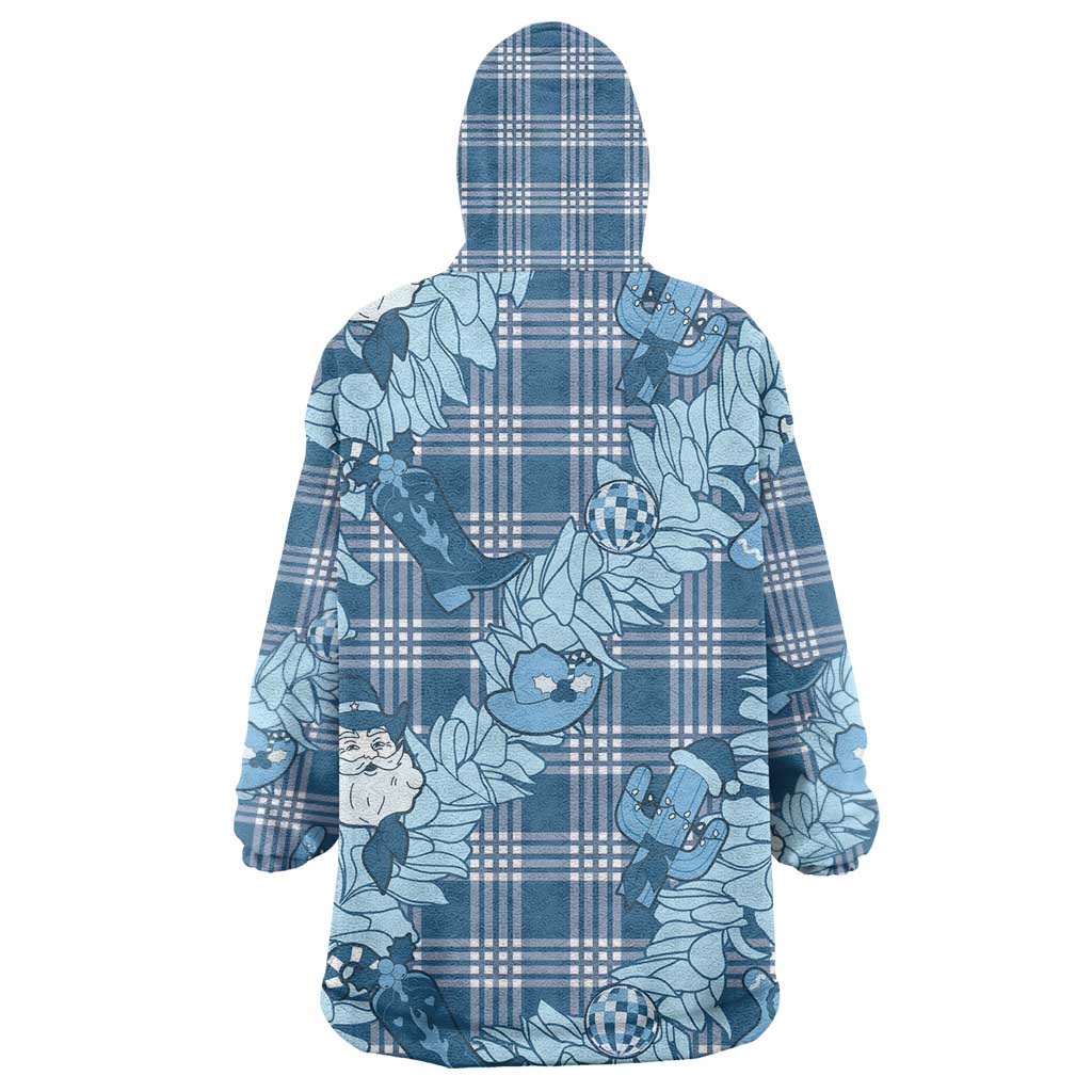 Blue Palaka Hawaii Cowboy Christmas Wearable Blanket Hoodie Paniolo Mix Maile Lei LT7 - Polynesian Pride