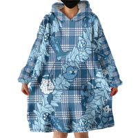 Blue Palaka Hawaii Cowboy Christmas Wearable Blanket Hoodie Paniolo Mix Maile Lei LT7 - Polynesian Pride