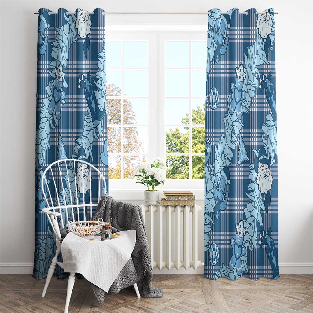 Blue Palaka Hawaii Cowboy Christmas Window Curtain Paniolo Mix Maile Lei - Polynesian Pride