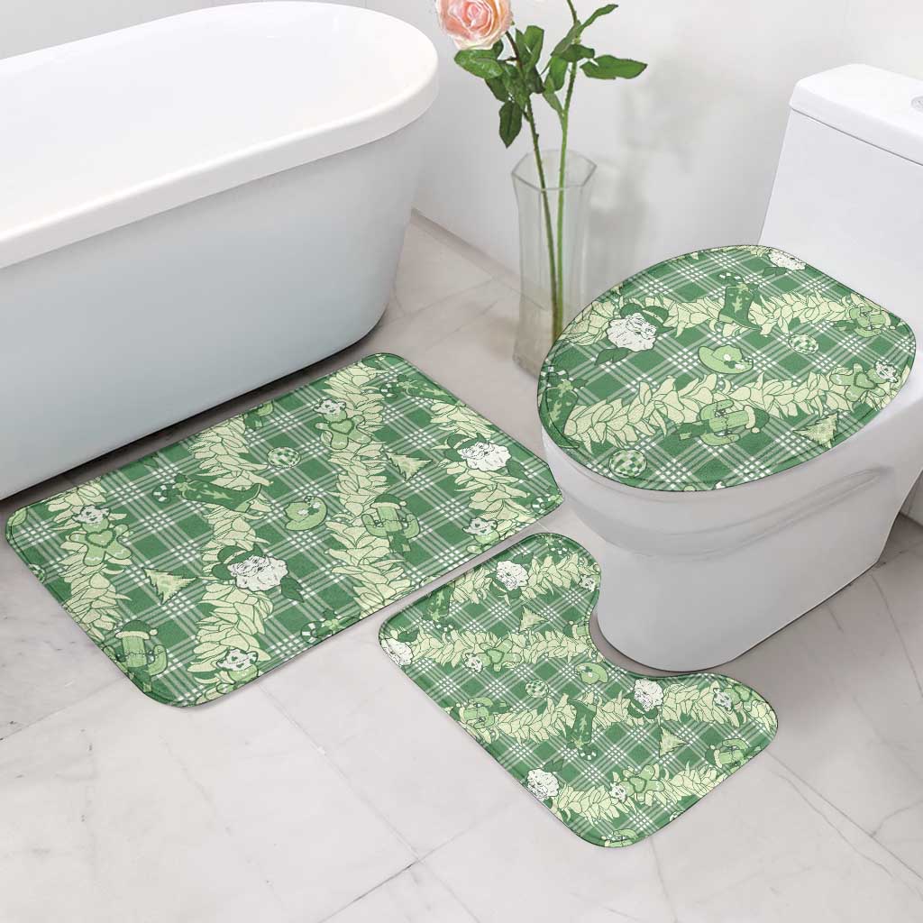 Green Palaka Hawaii Cowboy Christmas Bathroom Set Paniolo Mix Maile Lei - Polynesian Pride