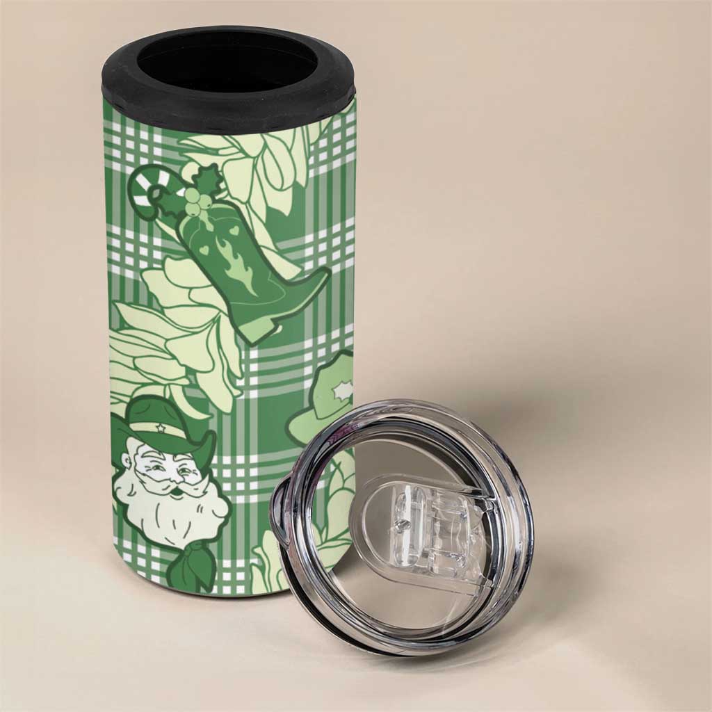 Green Palaka Hawaii Cowboy Christmas 4 in 1 Can Cooler Tumbler Paniolo Mix Maile Lei LT7 - Polynesian Pride