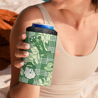 Green Palaka Hawaii Cowboy Christmas 4 in 1 Can Cooler Tumbler Paniolo Mix Maile Lei LT7 - Polynesian Pride