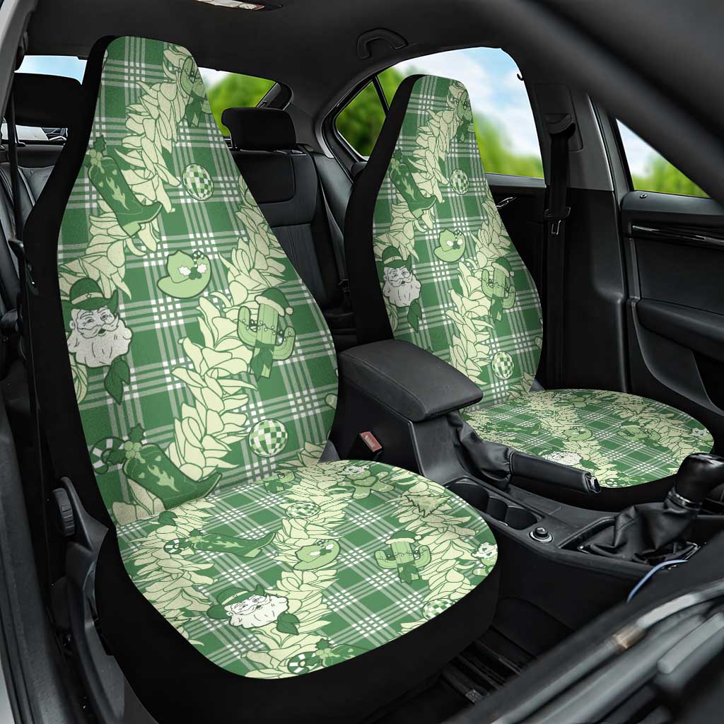 Green Palaka Hawaii Cowboy Christmas Car Seat Cover Paniolo Mix Maile Lei LT7 One Size Green - Polynesian Pride