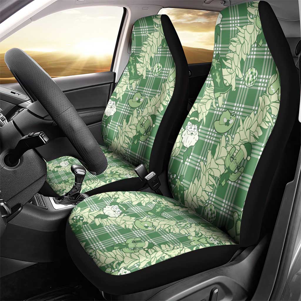 Green Palaka Hawaii Cowboy Christmas Car Seat Cover Paniolo Mix Maile Lei LT7 - Polynesian Pride