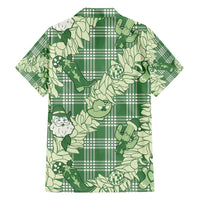 Green Palaka Hawaii Cowboy Christmas Family Matching Off Shoulder Maxi Dress and Hawaiian Shirt Paniolo Mix Maile Lei LT7 - Polynesian Pride