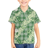 Green Palaka Hawaii Cowboy Christmas Family Matching Puletasi and Hawaiian Shirt Paniolo Mix Maile Lei LT7 Son's Shirt Green - Polynesian Pride