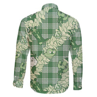 Green Palaka Hawaii Cowboy Christmas Family Matching Short Sleeve Bodycon Dress and Hawaiian Shirt Paniolo Mix Maile Lei LT7 - Polynesian Pride