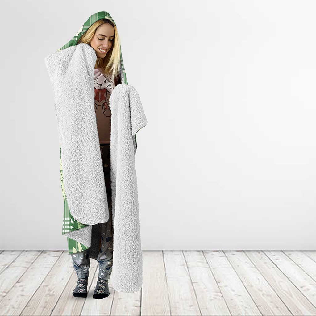 Green Palaka Hawaii Cowboy Christmas Hooded Blanket Paniolo Mix Maile Lei - Polynesian Pride