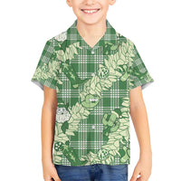 Green Palaka Hawaii Cowboy Christmas Kid Hawaiian Shirt Paniolo Mix Maile Lei LT7 Kid Green - Polynesian Pride