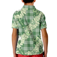 Green Palaka Hawaii Cowboy Christmas Kid Polo Shirt Paniolo Mix Maile Lei LT7 - Polynesian Pride