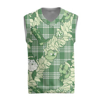 Green Palaka Hawaii Cowboy Christmas Knitted V-Neck Vest Paniolo Mix Maile Lei LT7 Green - Polynesian Pride