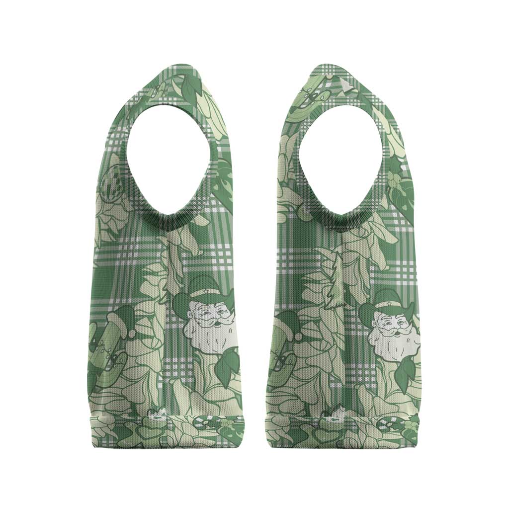 Green Palaka Hawaii Cowboy Christmas Knitted V-Neck Vest Paniolo Mix Maile Lei LT7 - Polynesian Pride