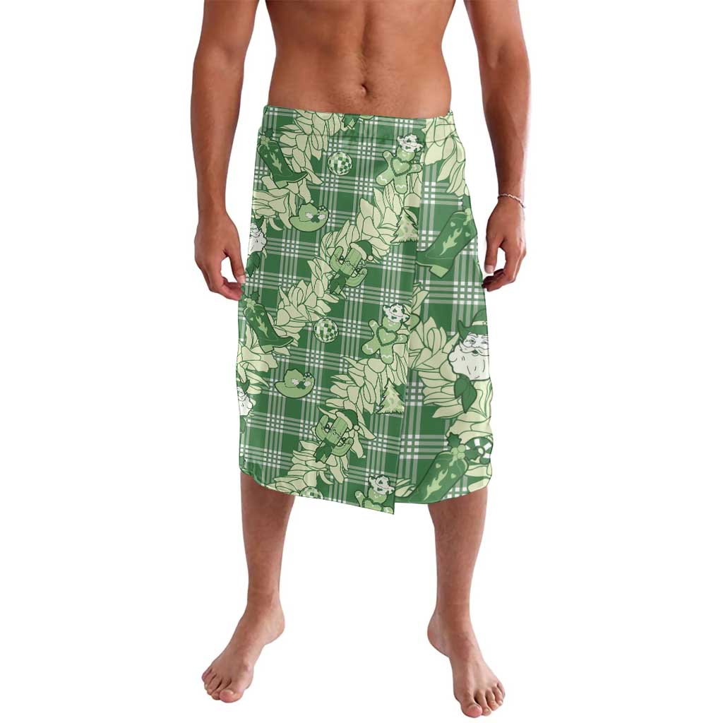 Green Palaka Hawaii Cowboy Christmas Lavalava Paniolo Mix Maile Lei - Polynesian Pride