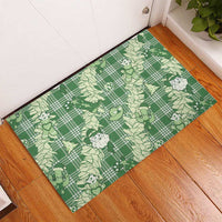 Green Palaka Hawaii Cowboy Christmas Rubber Doormat Paniolo Mix Maile Lei LT7 - Polynesian Pride