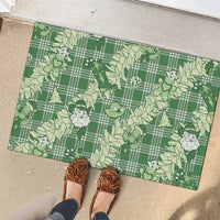 Green Palaka Hawaii Cowboy Christmas Rubber Doormat Paniolo Mix Maile Lei LT7 - Polynesian Pride