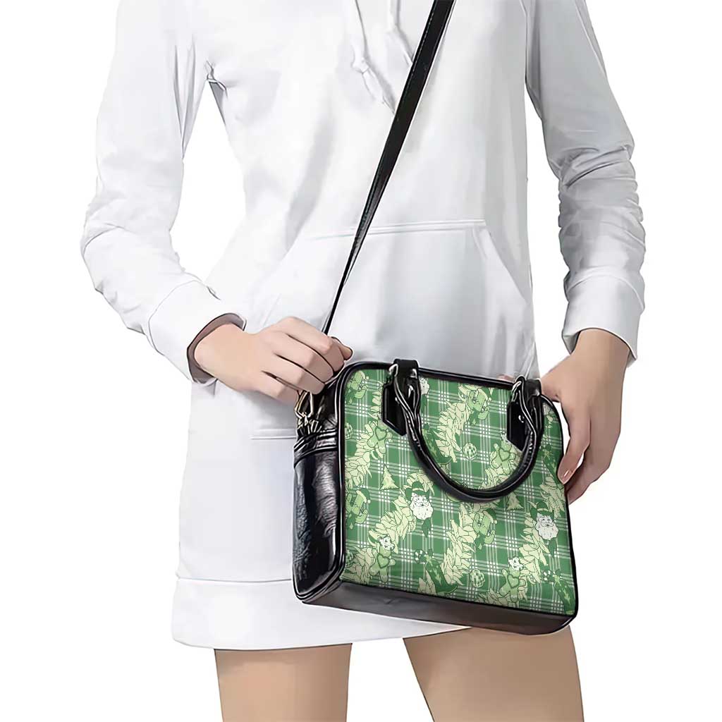 Green Palaka Hawaii Cowboy Christmas Shoulder Handbag Paniolo Mix Maile Lei - Polynesian Pride