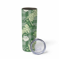 Green Palaka Hawaii Cowboy Christmas Skinny Tumbler Paniolo Mix Maile Lei LT7 - Polynesian Pride