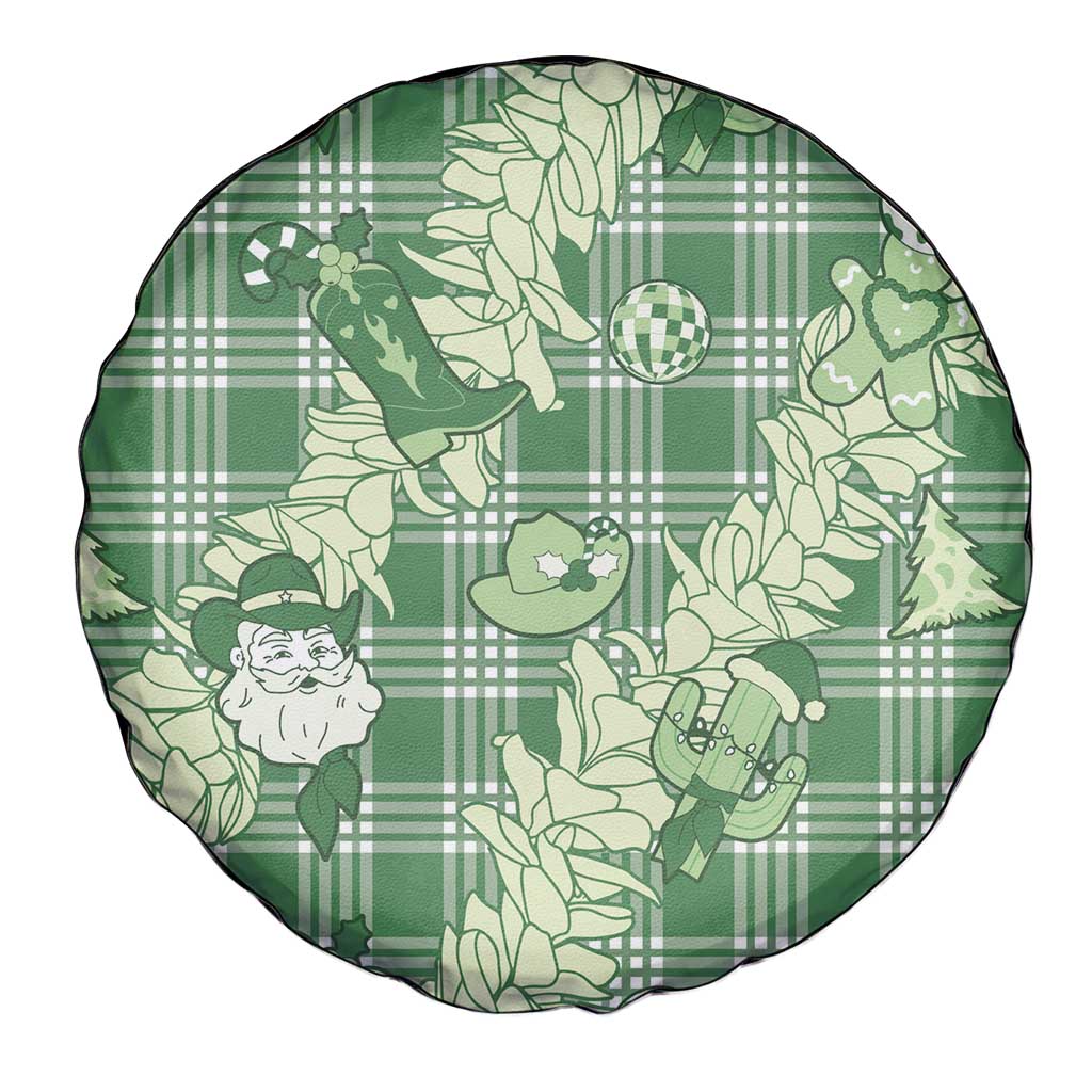 Green Palaka Hawaii Cowboy Christmas Spare Tire Cover Paniolo Mix Maile Lei LT7 - Polynesian Pride