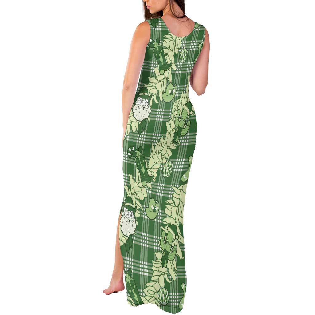 Green Palaka Hawaii Cowboy Christmas Tank Maxi Dress Paniolo Mix Maile Lei LT7 - Polynesian Pride
