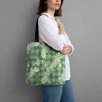 Green Palaka Hawaii Cowboy Christmas Tote Bag Paniolo Mix Maile Lei - Polynesian Pride