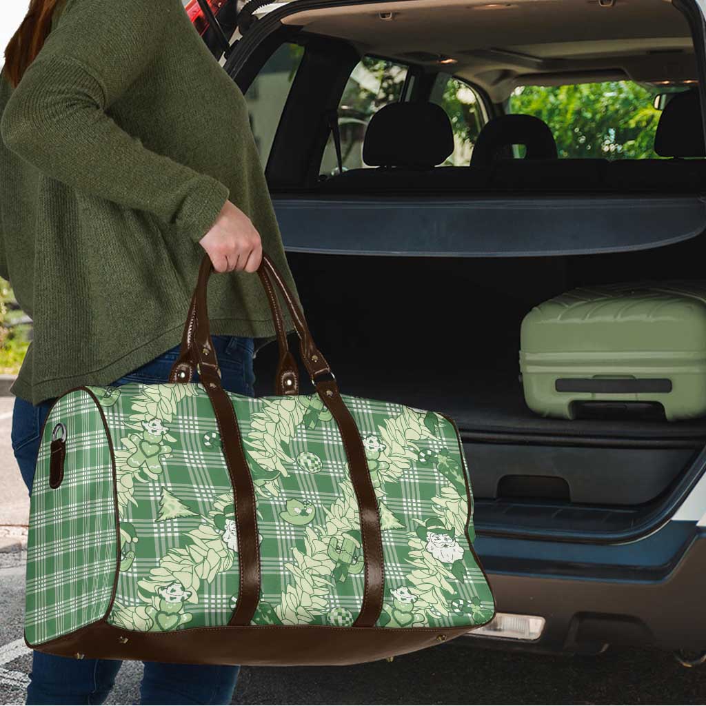 Green Palaka Hawaii Cowboy Christmas Travel Bag Paniolo Mix Maile Lei - Polynesian Pride