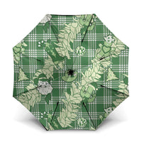 Green Palaka Hawaii Cowboy Christmas Umbrella Paniolo Mix Maile Lei LT7 One Size Folded 11.42 inch Opened Diameter 37.4 inch Green - Polynesian Pride