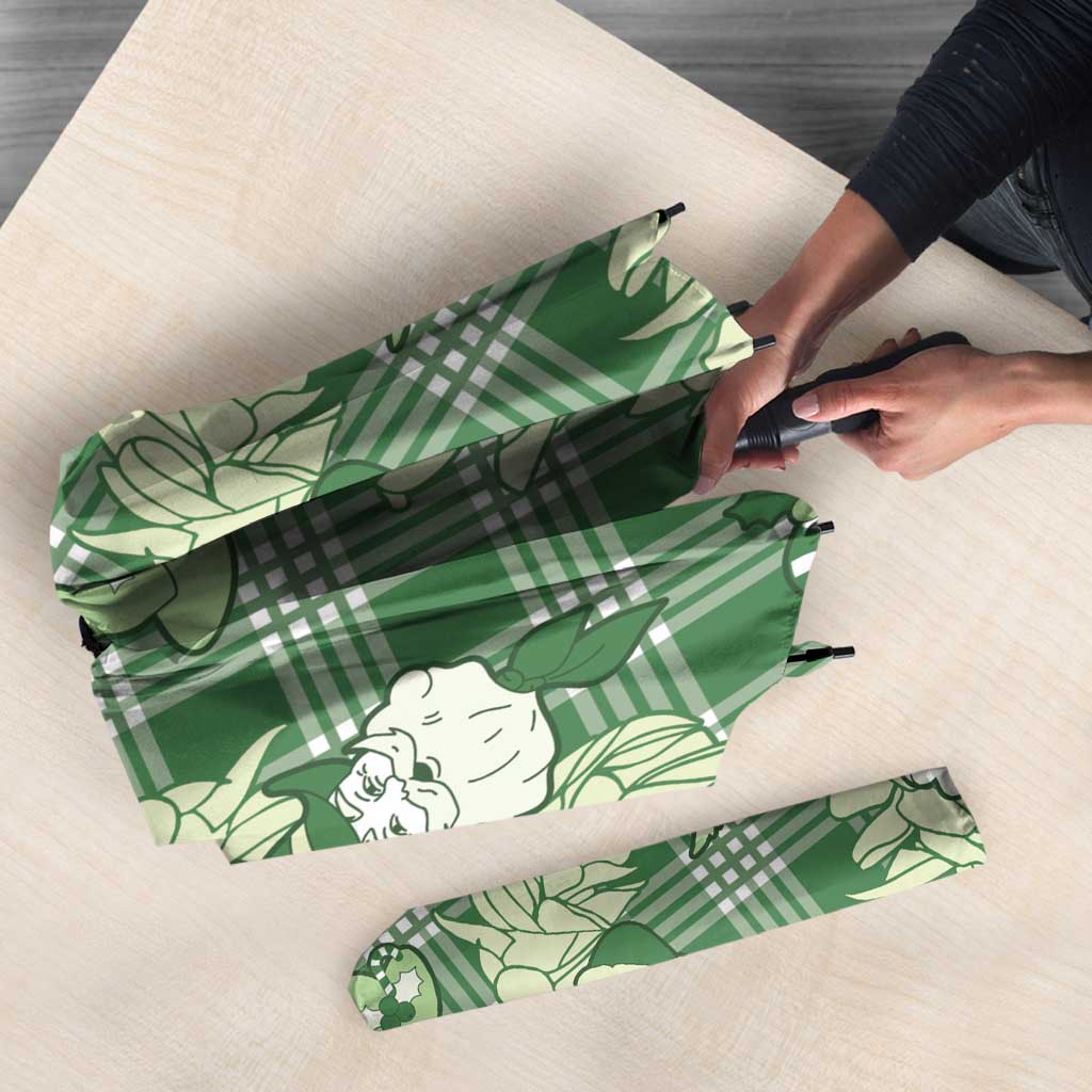 Green Palaka Hawaii Cowboy Christmas Umbrella Paniolo Mix Maile Lei LT7 - Polynesian Pride