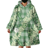 Green Palaka Hawaii Cowboy Christmas Wearable Blanket Hoodie Paniolo Mix Maile Lei LT7 - Polynesian Pride