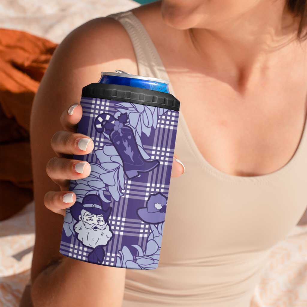 Purple Palaka Hawaii Cowboy Christmas 4 in 1 Can Cooler Tumbler Paniolo Mix Maile Lei LT7 - Polynesian Pride