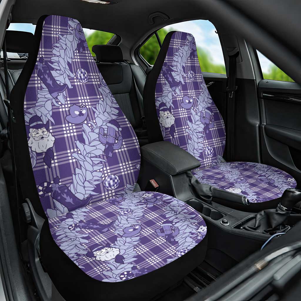 Purple Palaka Hawaii Cowboy Christmas Car Seat Cover Paniolo Mix Maile Lei LT7 One Size Purple - Polynesian Pride