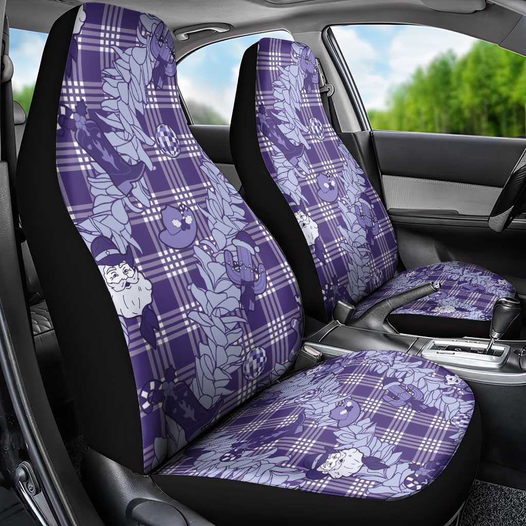 Purple Palaka Hawaii Cowboy Christmas Car Seat Cover Paniolo Mix Maile Lei LT7 - Polynesian Pride
