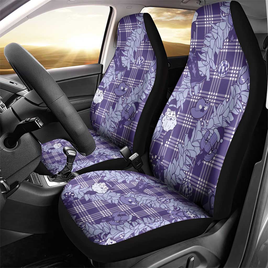 Purple Palaka Hawaii Cowboy Christmas Car Seat Cover Paniolo Mix Maile Lei LT7 - Polynesian Pride
