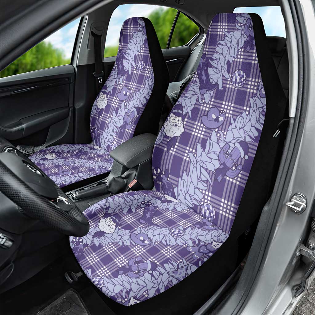 Purple Palaka Hawaii Cowboy Christmas Car Seat Cover Paniolo Mix Maile Lei LT7 - Polynesian Pride
