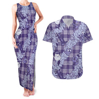 Purple Palaka Hawaii Cowboy Christmas Couples Matching Tank Maxi Dress and Hawaiian Shirt Paniolo Mix Maile Lei LT7 Purple - Polynesian Pride