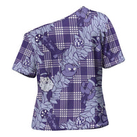 Purple Palaka Hawaii Cowboy Christmas Cross Shoulder Shirt Paniolo Mix Maile Lei LT7 - Polynesian Pride