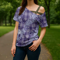 Purple Palaka Hawaii Cowboy Christmas Cross Shoulder Shirt Paniolo Mix Maile Lei LT7 - Polynesian Pride