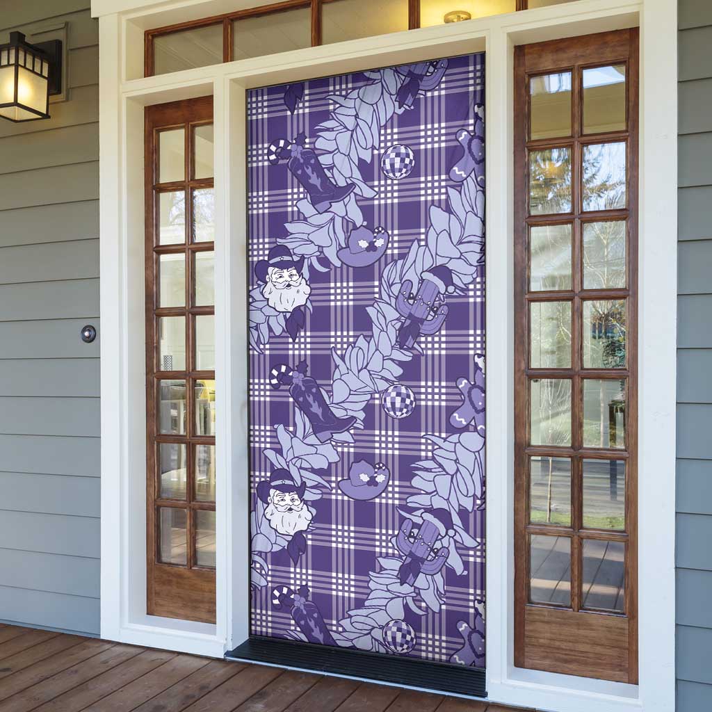 Purple Palaka Hawaii Cowboy Christmas Door Cover Paniolo Mix Maile Lei LT7 - Polynesian Pride