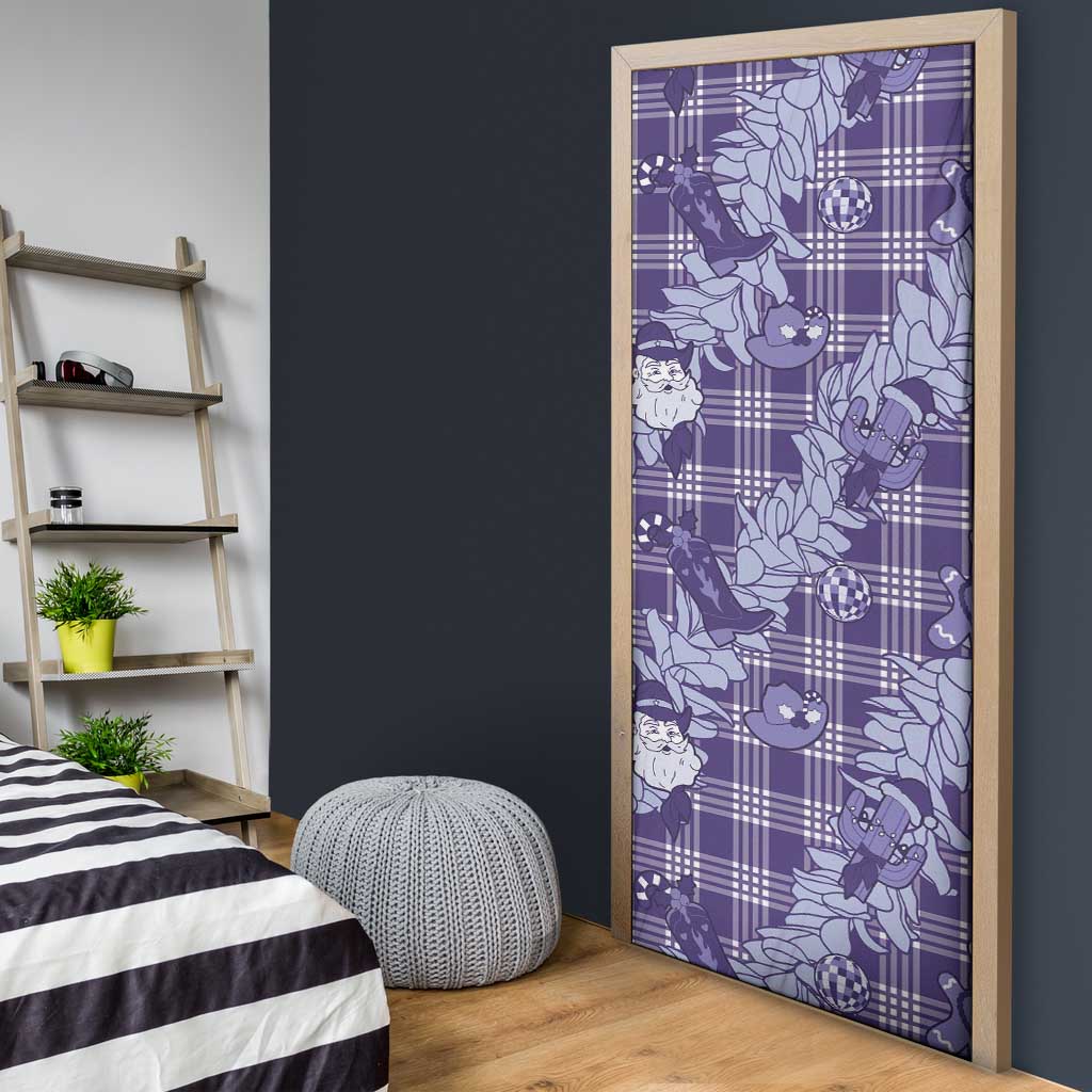 Purple Palaka Hawaii Cowboy Christmas Door Cover Paniolo Mix Maile Lei LT7 - Polynesian Pride