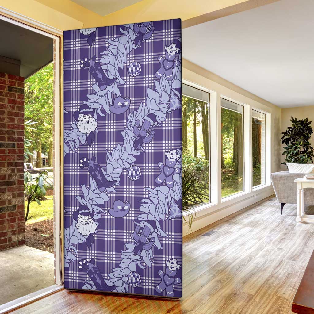 Purple Palaka Hawaii Cowboy Christmas Door Cover Paniolo Mix Maile Lei LT7 - Polynesian Pride