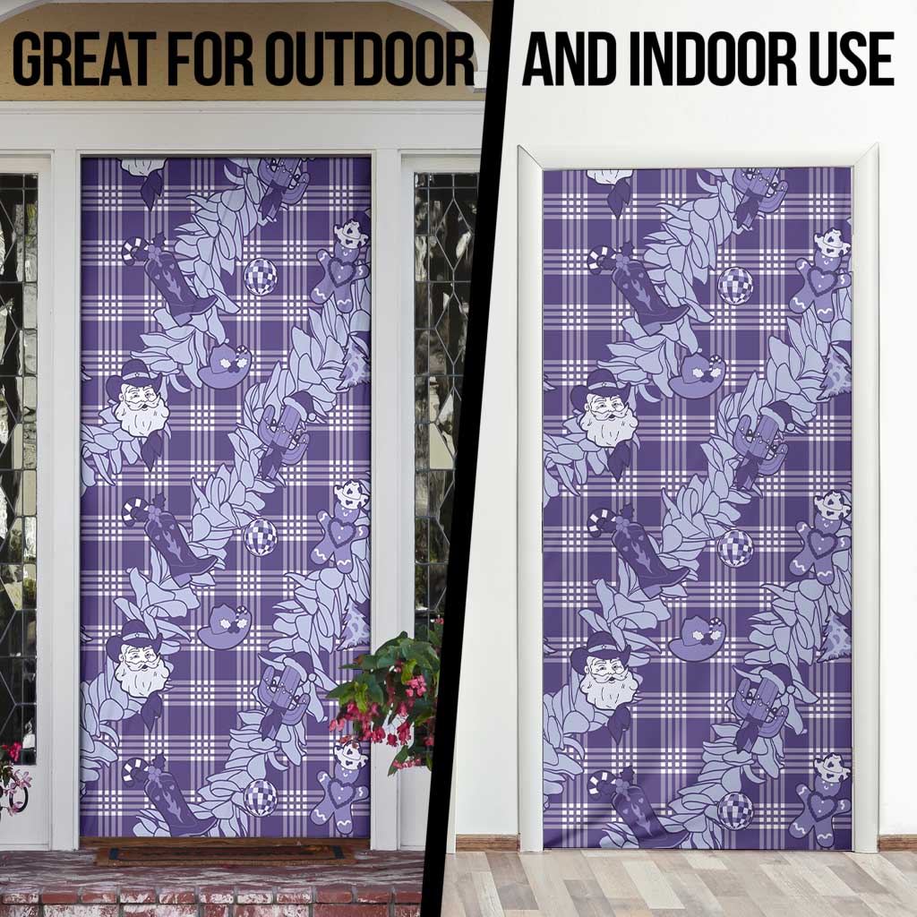 Purple Palaka Hawaii Cowboy Christmas Door Cover Paniolo Mix Maile Lei LT7 - Polynesian Pride