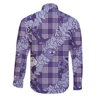 Purple Palaka Hawaii Cowboy Christmas Family Matching Long Sleeve Bodycon Dress and Hawaiian Shirt Paniolo Mix Maile Lei LT7 - Polynesian Pride