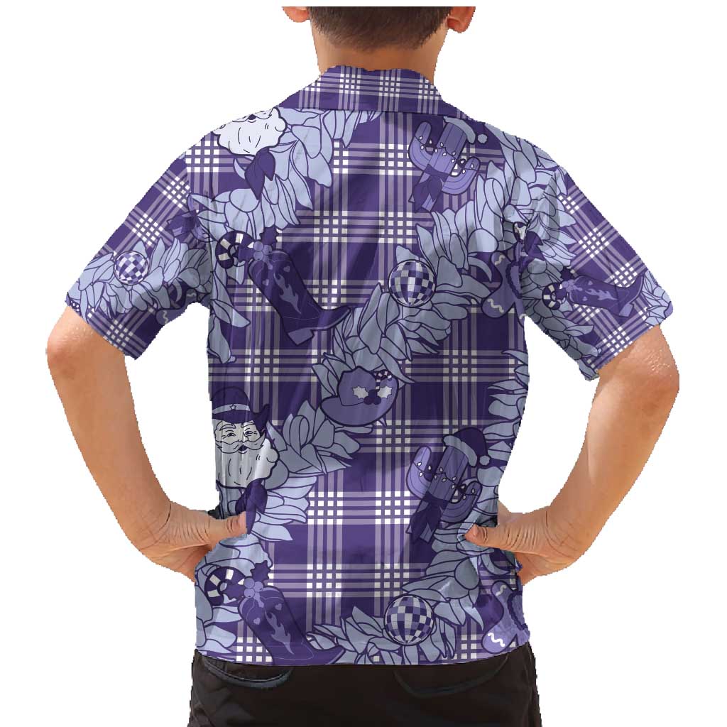 Purple Palaka Hawaii Cowboy Christmas Family Matching Mermaid Dress and Hawaiian Shirt Paniolo Mix Maile Lei LT7 - Polynesian Pride
