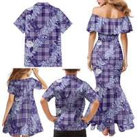 Purple Palaka Hawaii Cowboy Christmas Family Matching Mermaid Dress and Hawaiian Shirt Paniolo Mix Maile Lei LT7 - Polynesian Pride