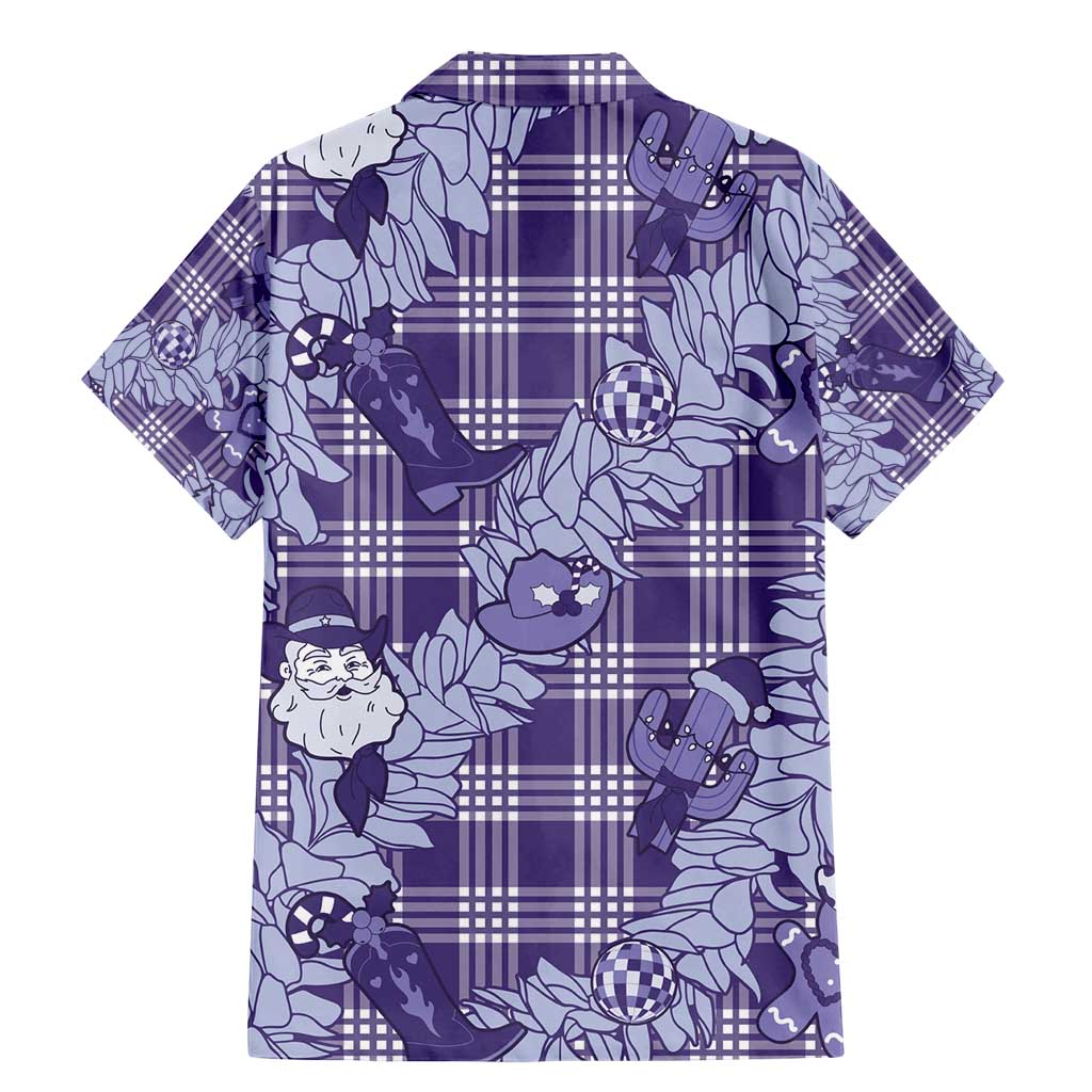 Purple Palaka Hawaii Cowboy Christmas Family Matching Mermaid Dress and Hawaiian Shirt Paniolo Mix Maile Lei LT7 - Polynesian Pride