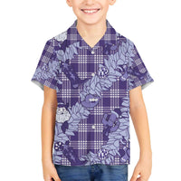 Purple Palaka Hawaii Cowboy Christmas Family Matching Off The Shoulder Long Sleeve Dress and Hawaiian Shirt Paniolo Mix Maile Lei LT7 Son's Shirt Purple - Polynesian Pride