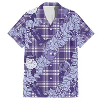 Purple Palaka Hawaii Cowboy Christmas Family Matching Off Shoulder Short Dress and Hawaiian Shirt Paniolo Mix Maile Lei LT7 Dad's Shirt - Short Sleeve Purple - Polynesian Pride