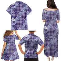 Purple Palaka Hawaii Cowboy Christmas Family Matching Puletasi and Hawaiian Shirt Paniolo Mix Maile Lei LT7 - Polynesian Pride