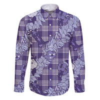 Purple Palaka Hawaii Cowboy Christmas Family Matching Puletasi and Hawaiian Shirt Paniolo Mix Maile Lei LT7 Dad's Shirt - Long Sleeve Purple - Polynesian Pride